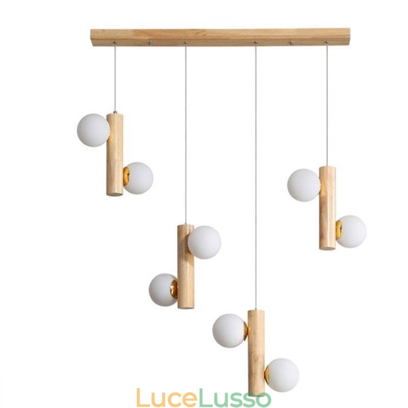 Lampada a sospensione in legno Magic Bean Cluster Lampada da soffitto Isola