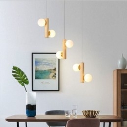 Lampada a sospensione in legno Magic Bean Cluster Lampada da soffitto Isola