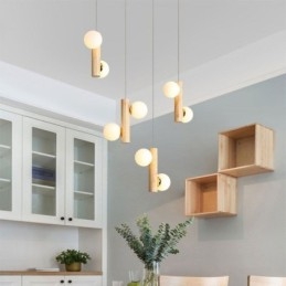 Lampada a sospensione in legno Magic Bean Cluster Lampada da soffitto Isola