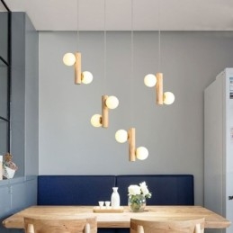 Lampada a sospensione in legno Magic Bean Cluster Lampada da soffitto Isola