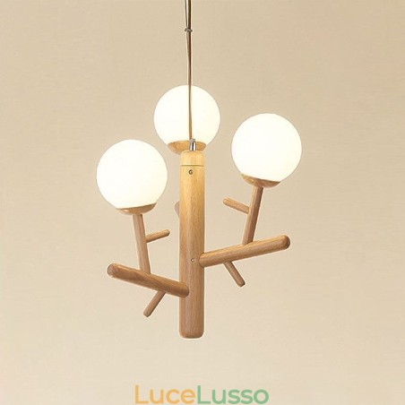 Lampada a sospensione in legno creativa nordica Lampada a sospensione in legno creativa nordica