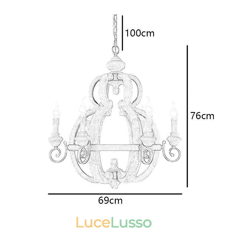 Lampada a sospensione in legno Lampada da soffitto retrò nordica