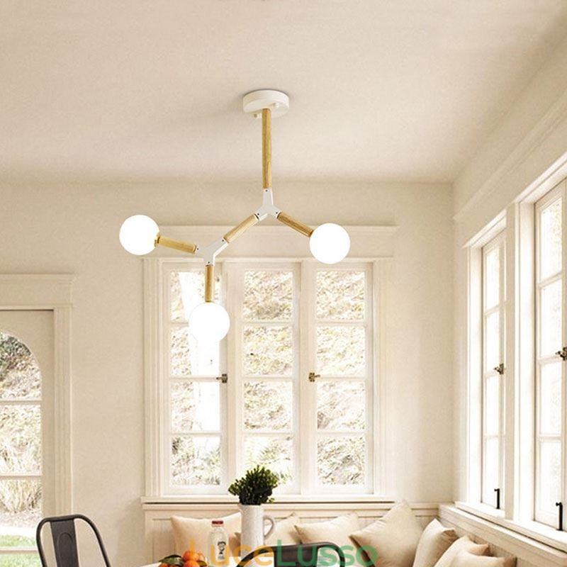 Lampada a sospensione Nordic Magic Bean Illuminazione creativa in legno