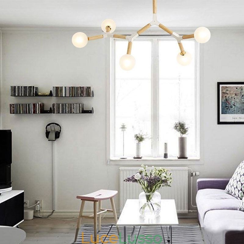 Lampada a sospensione Nordic Magic Bean Illuminazione creativa in legno