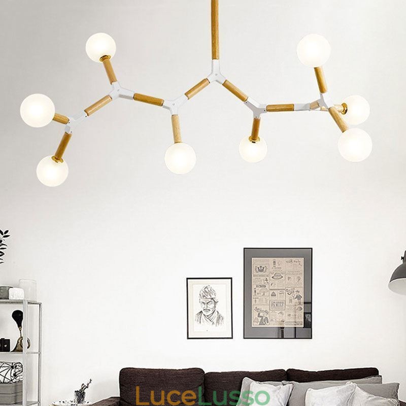 Lampada a sospensione Nordic Magic Bean Illuminazione creativa in legno