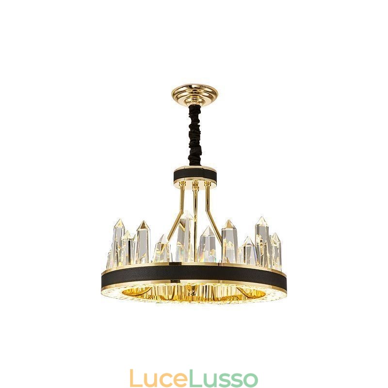 Lampada a sospensione moderna in cristallo, luce da soffitto in cristallo circolare