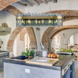 Lampada a sospensione minimalista in vetro, lampada da soffitto rettangolare di colore unico, isola