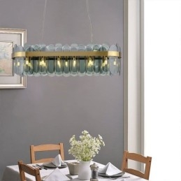 Lampada a sospensione minimalista in vetro, lampada da soffitto rettangolare di colore unico, isola