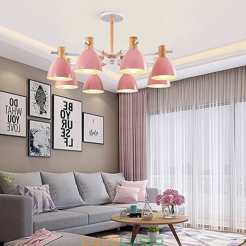 Moderna semplice lampada a sospensione Macaron illuminazione creativa in legno
