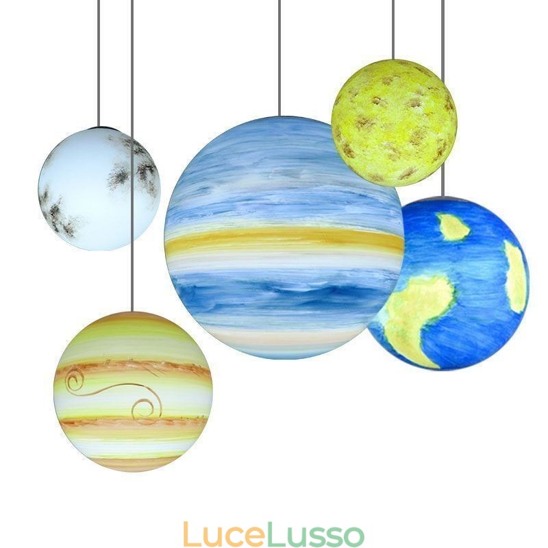 Lampada a sospensione Nordic Planet Design Lampadario unico con pianeti del sistema solare