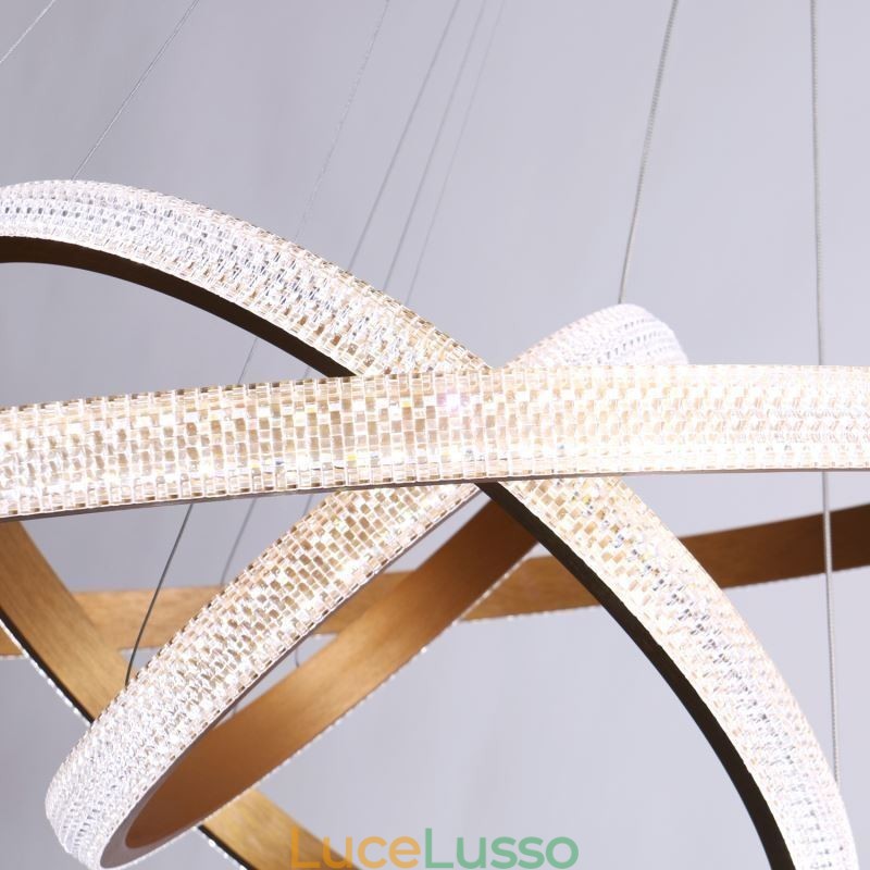 Lampada a sospensione moderna in acrilico con 3 anelli, 80+60+40cm