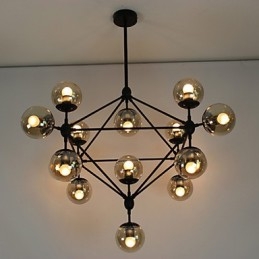 Lampadario 15 luci sfera di vetro luci retrò esterno garage metallo
