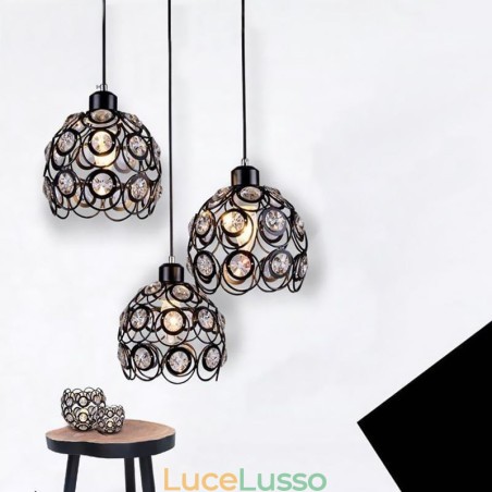 Idee per l'isola con lampada a sospensione in ferro e cristallo cavo Idee per l'isola con lampada a sospensione in ferro e cristallo cavo