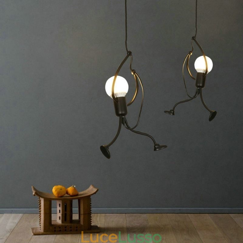 Moderna semplice lampada a sospensione a forma di omino lampada creativa