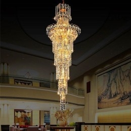 Lampadario di cristallo europeo a sospensione lunga