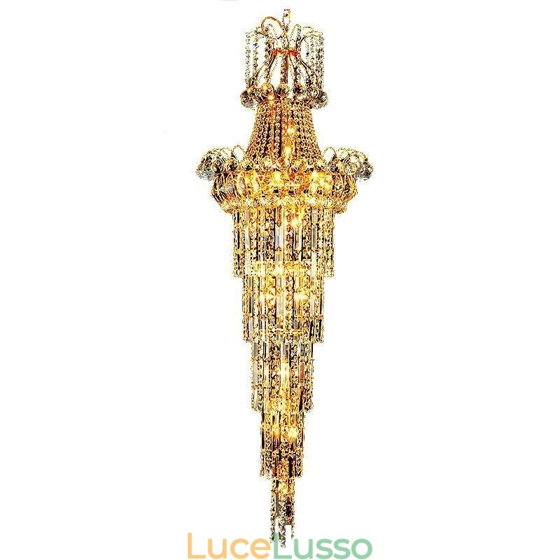 Lampadario di cristallo europeo a sospensione lunga