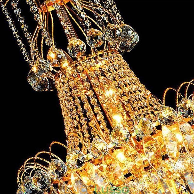Lampadario di cristallo europeo a sospensione lunga