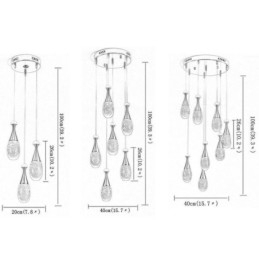 Lampada a sospensione a forma di lacrima in vetro seminato