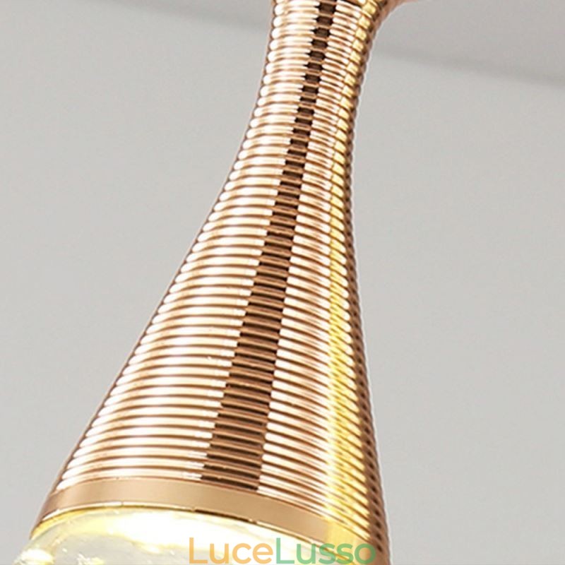 Lampada a sospensione a forma di lacrima in vetro seminato