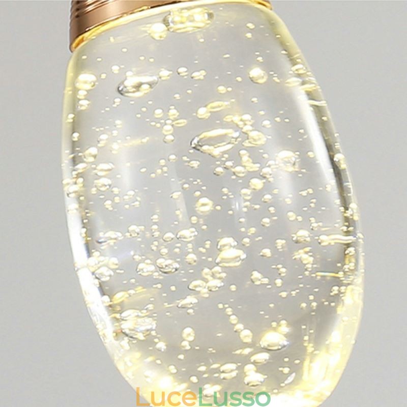 Lampada a sospensione a forma di lacrima in vetro seminato