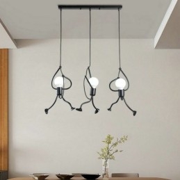 Lampada a sospensione moderna creativa a forma di omino, luce individuale per la casa