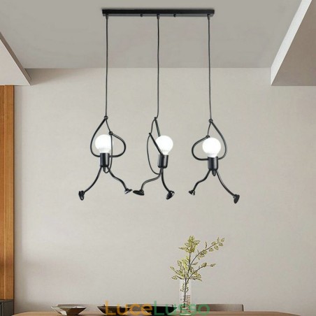 Lampada a sospensione moderna creativa a forma di omino, luce individuale per la casa Lampada a sospensione moderna creativa a forma di omino, luce individuale per la casa