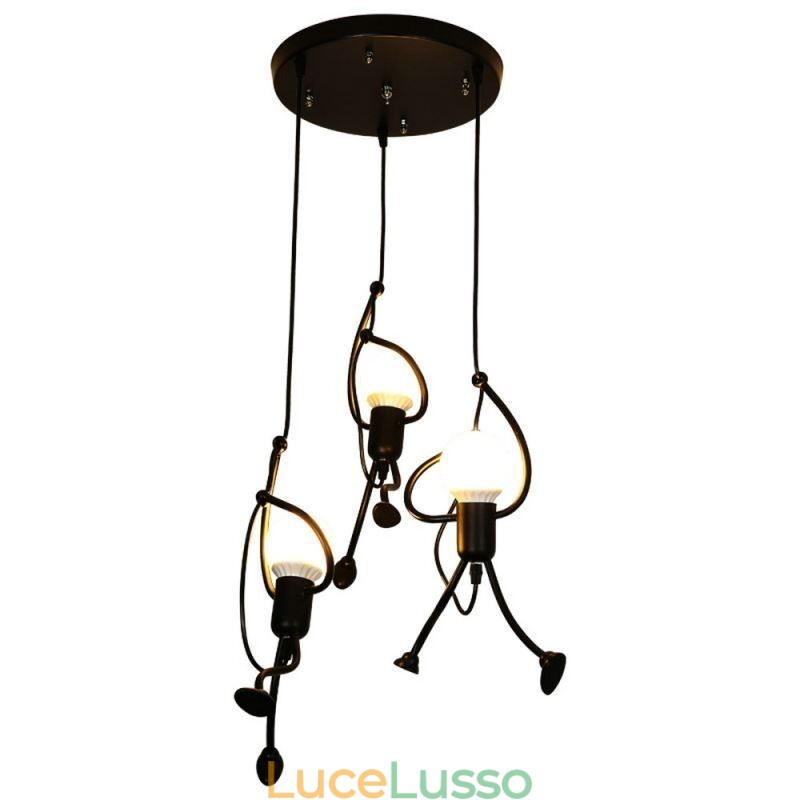 Lampada a sospensione moderna creativa a forma di omino, luce individuale per la casa