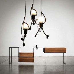 Lampada a sospensione moderna creativa a forma di omino, luce individuale per la casa