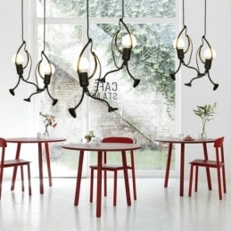 Lampada a sospensione moderna creativa a forma di omino, luce individuale per la casa