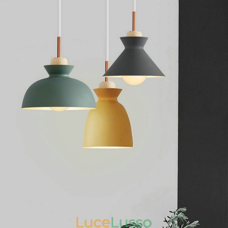 Lampada a sospensione Nordic Metal Dome Macaron Colors Lampada Luce