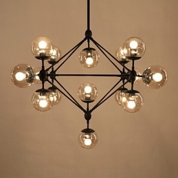 Lampadario 15 luci sfera di vetro luci retrò esterno garage metallo
