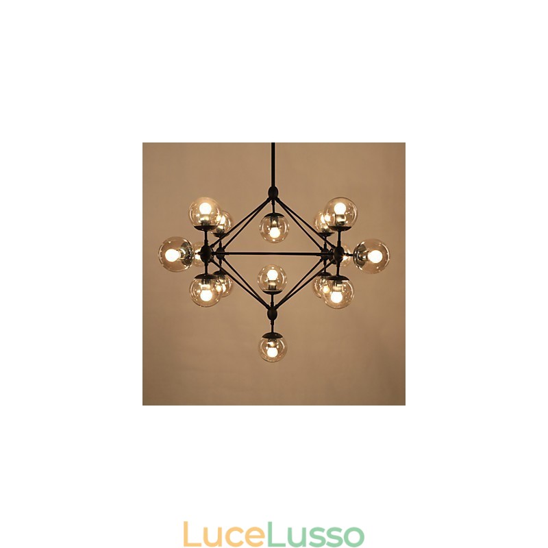 Lampadario 15 luci sfera di vetro luci retrò esterno garage metallo