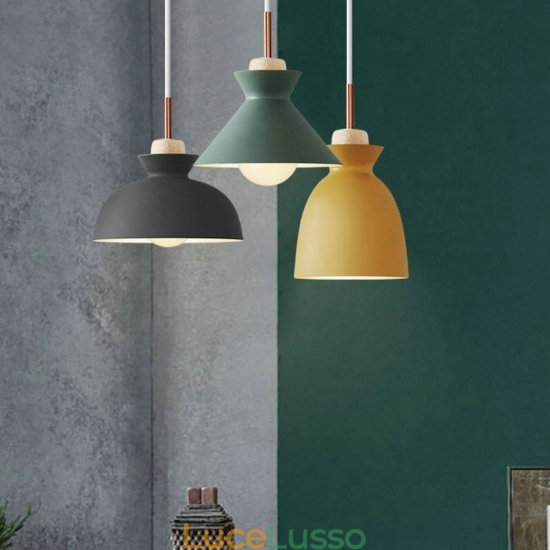 Lampada a sospensione Nordic Metal Dome Macaron Colors Lampada Luce