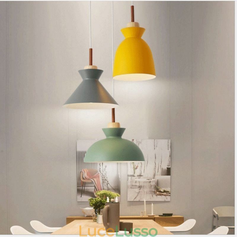Lampada a sospensione Nordic Metal Dome Macaron Colors Lampada Luce