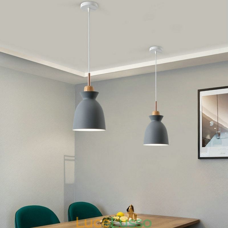 Lampada a sospensione Nordic Metal Dome Macaron Colors Lampada Luce