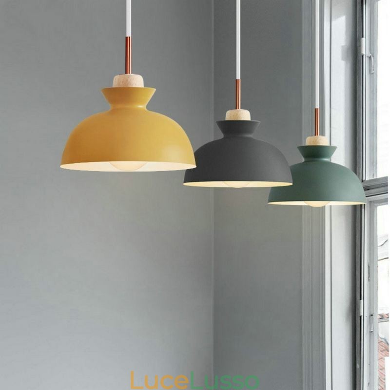 Lampada a sospensione Nordic Metal Dome Macaron Colors Lampada Luce