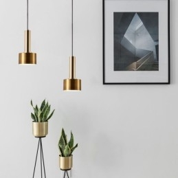Lampada a sospensione moderna e semplice a forma di cilindro, in alluminio, illuminazione