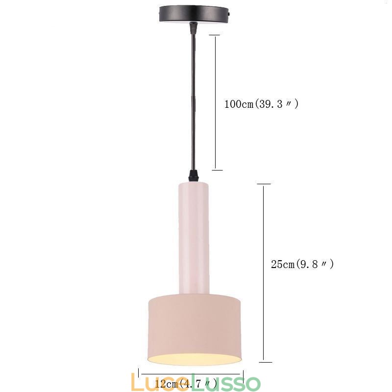 Lampada a sospensione moderna e semplice a forma di cilindro, in alluminio, illuminazione