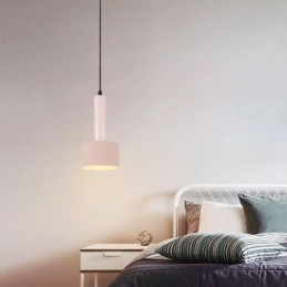 Lampada a sospensione moderna e semplice a forma di cilindro, in alluminio, illuminazione