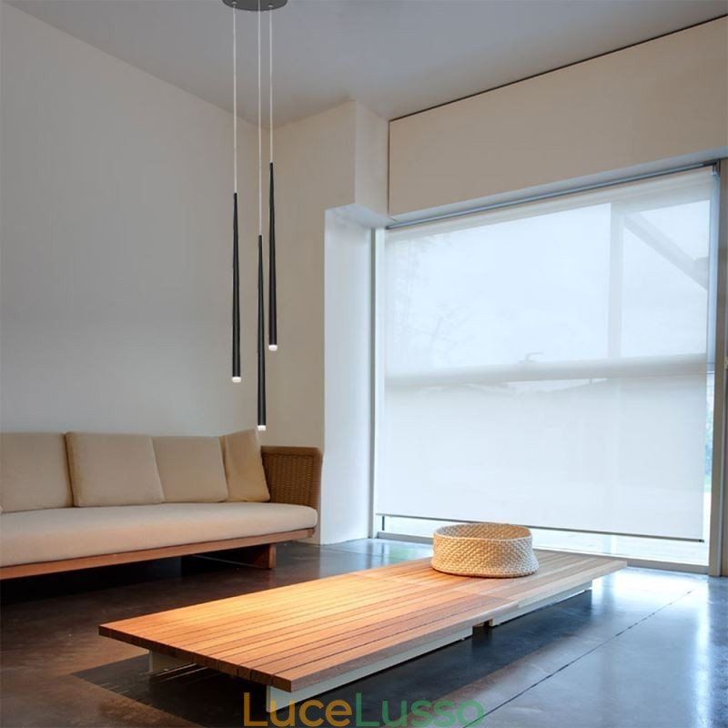 Lampada a sospensione moderna e semplice a forma di cilindro, illuminazione a pioggia di meteoriti