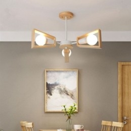 Lampadario moderno a forma di ventaglio, elegante lampada a sospensione in legno