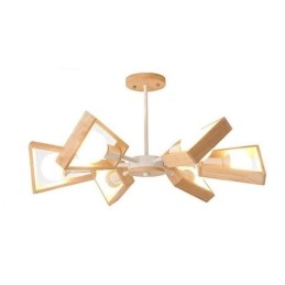 Lampadario moderno a forma di ventaglio, elegante lampada a sospensione in legno