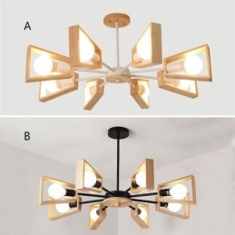 Lampadario moderno a forma di ventaglio, elegante lampada a sospensione in legno