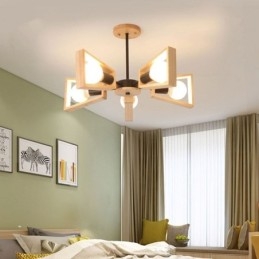 Lampadario moderno a forma di ventaglio, elegante lampada a sospensione in legno