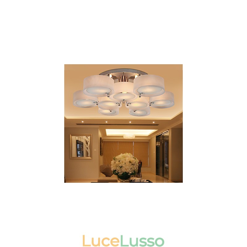 Lampadario moderno contemporaneo in metallo cromato a filo