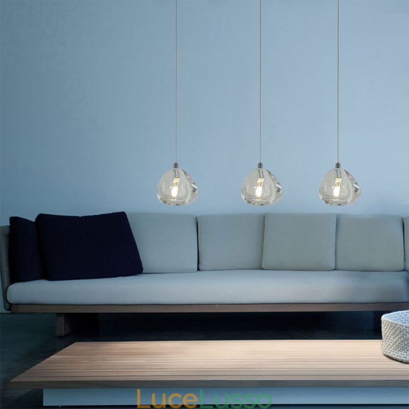 Lampadario moderno in cristallo con luce a sospensione, lampada per illuminazione domestica