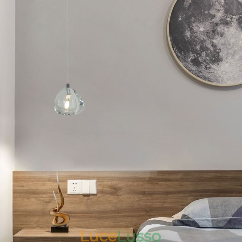 Lampadario moderno in cristallo con luce a sospensione, lampada per illuminazione domestica