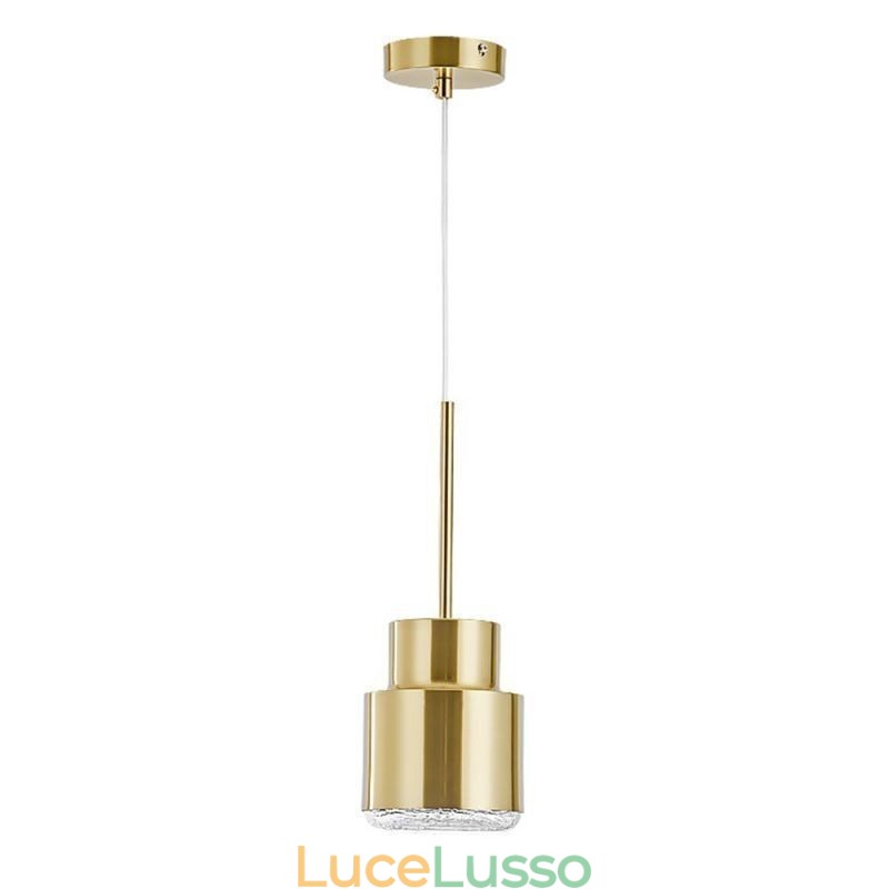 Lampada a sospensione in vetro postmoderno Lampada a cilindro dorato Luce di illuminazione brillante