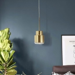 Lampada a sospensione in vetro postmoderno Lampada a cilindro dorato Luce di illuminazione brillante