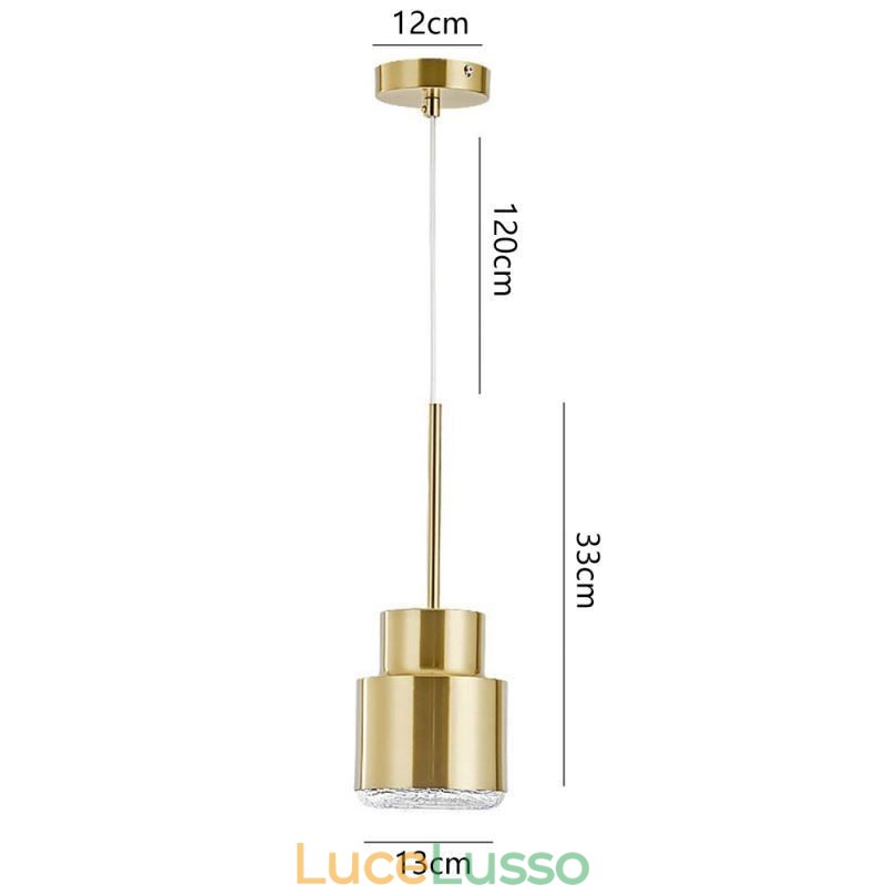 Lampada a sospensione in vetro postmoderno Lampada a cilindro dorato Luce di illuminazione brillante